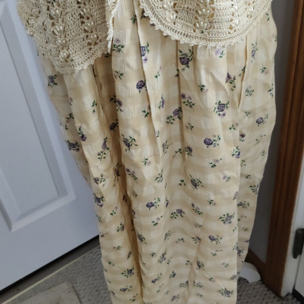 Vintage Betsy Lauren yellow with purple and green floral pattern size 18 - Picture 3 of 10